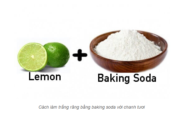 Làm trắng răng bằng baking soda + chanh tươi